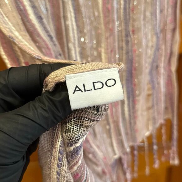 ALDO Sparkly Metallic Pink Purple Boho Bohemian Scarf Women’s - Picture 4 of 7